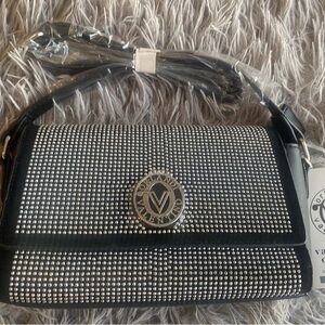 Valentino Orlandi Black and Silver Crossbody Bag